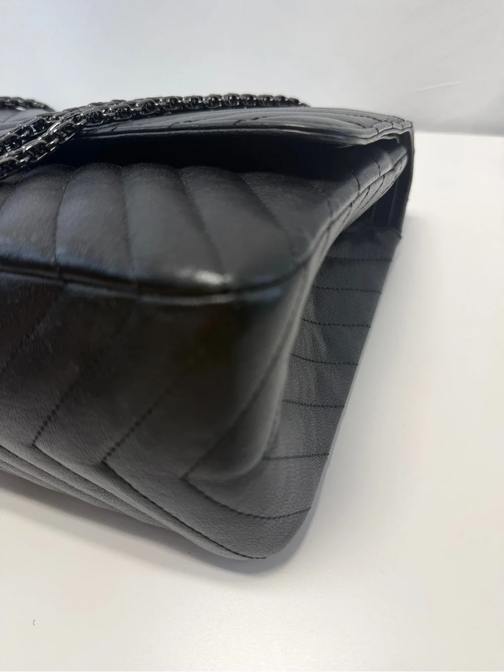 Chanel So Black Reissue 2.55 Flap Bag Chevron Aged Calfskin 227